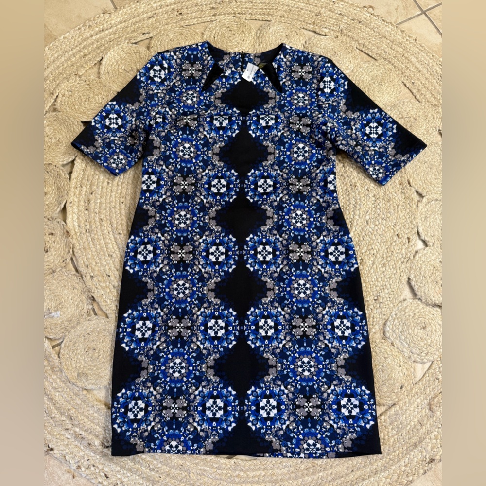 Taylor Blue and Black Geometric Dress- NWT from Versona